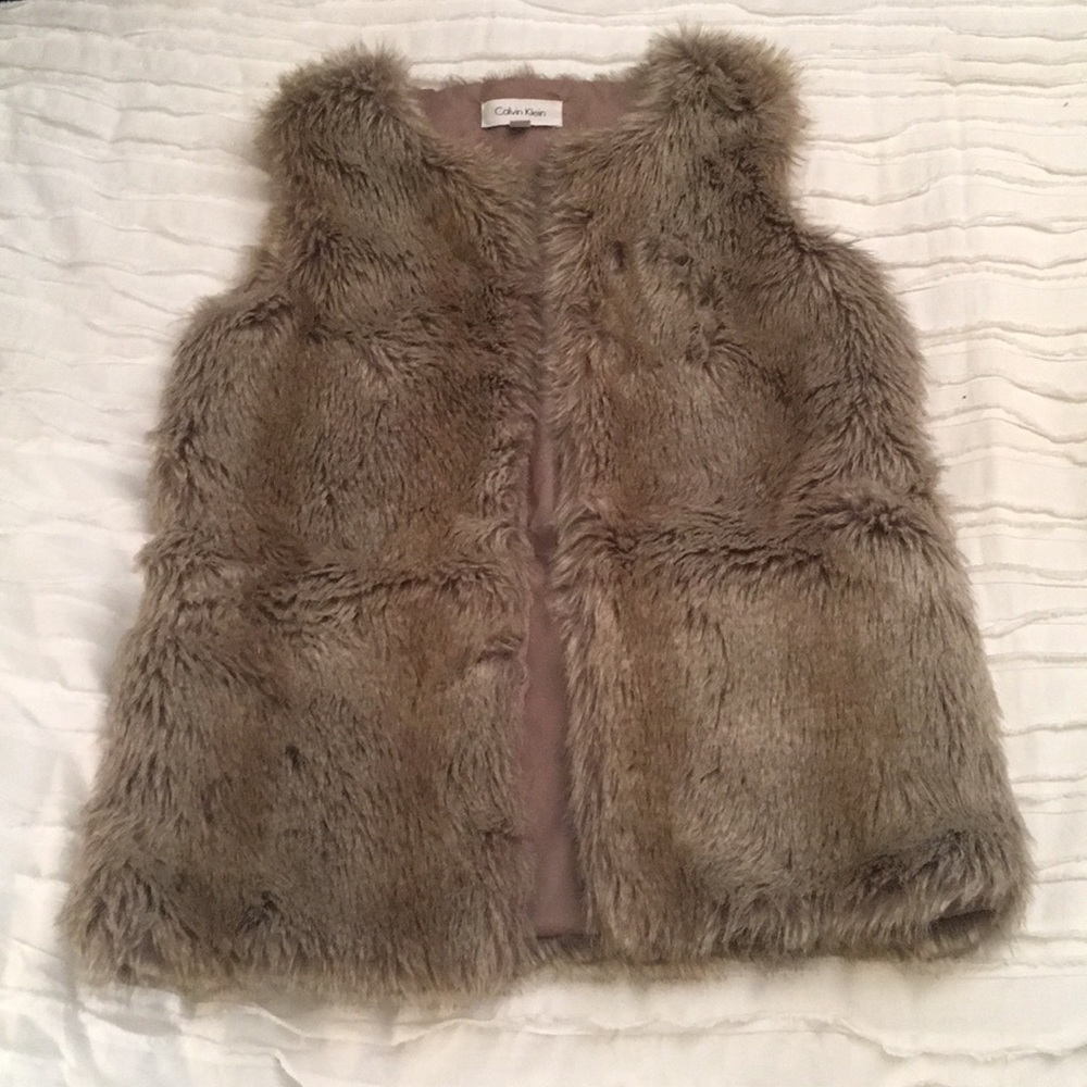 CALVIN KLEIN faux fur vest